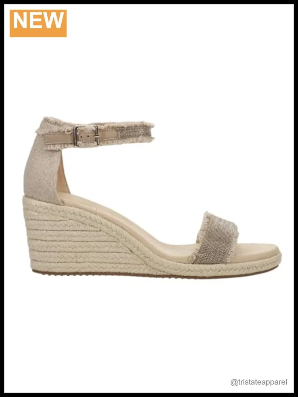 Layry Natural Canvas Ankle Strap Wedge Sandals Comfort Buckle Casual